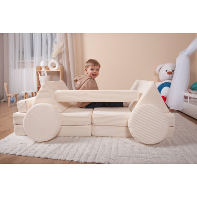 Wielofunkcyjna sofa modułowa dla dziecka i klocki piankowe z kierownicą w jednym